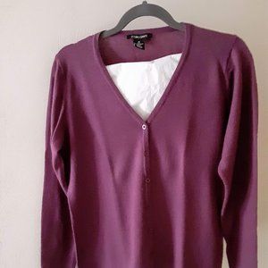 LUCIANO DANTE - 100% CASHMERE PURPLE CARDIGAN SWEATER  (SIZE MEDIUM)